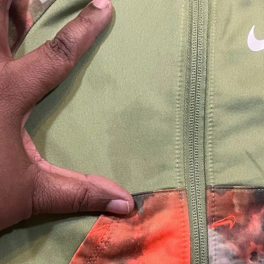 Nike‎ Toddler Track Jacket Boy 18M Green Camo Zip Up Athletic Orange Swoosh